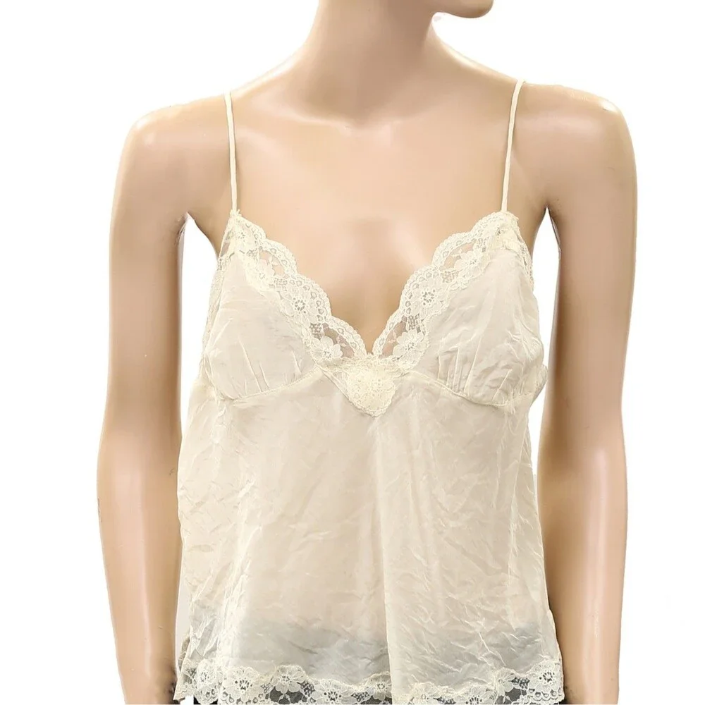 Intimately Free People Meet Me In Memphis Cami Tank Top Lace Slip Cream M 289743